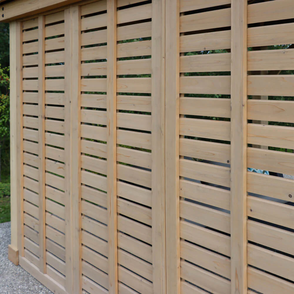 Yardistry 12ft x 12ft (3.7 x 3.7m) Cedar Meridian Gazebo with Triple Privacy Wall & Aluminium Roof - Image 3