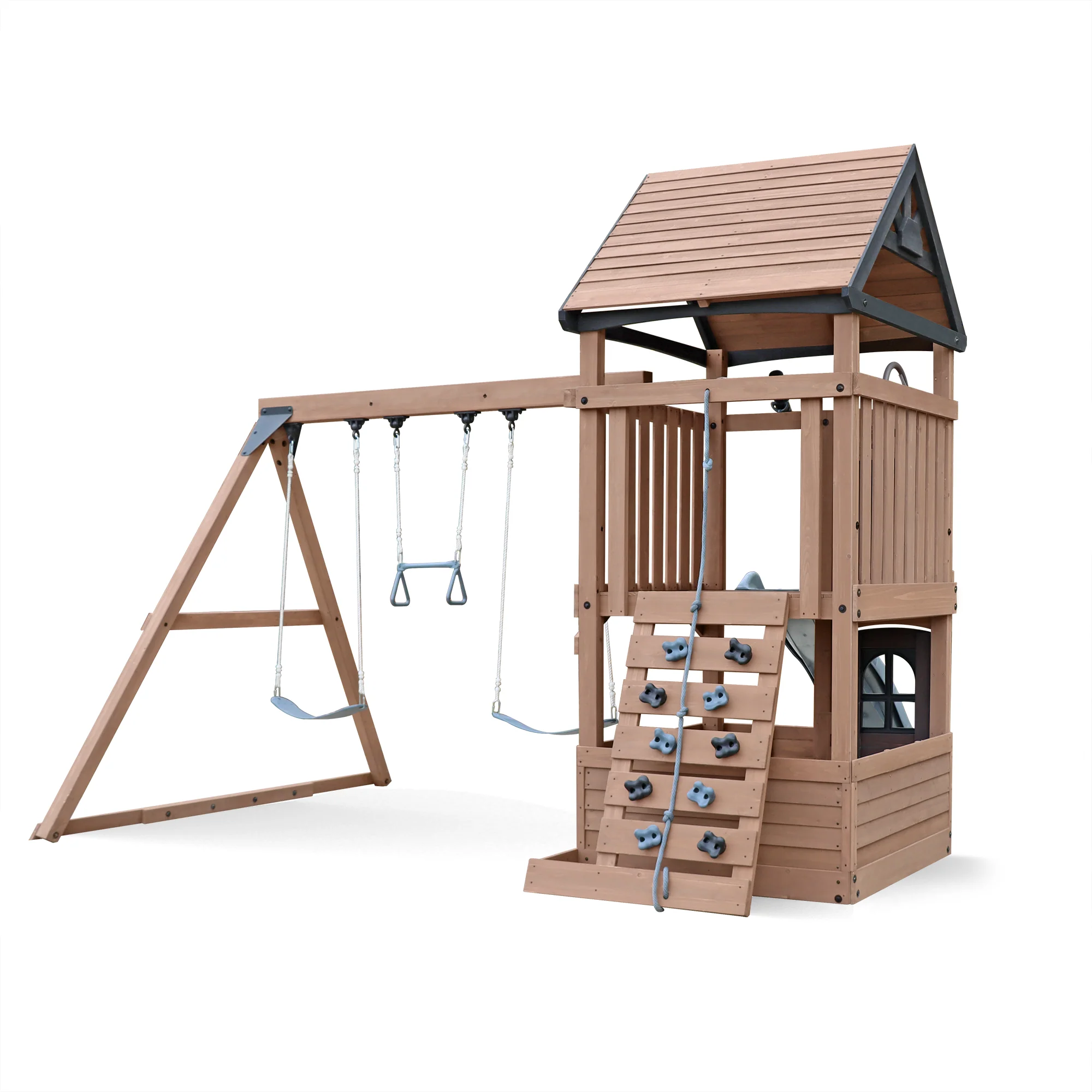 Wooden Playset garden payhouse Driftwood Cove Climbing Frame UV-resistant battleship grey wave slide 100% Premium lumber - Image 2