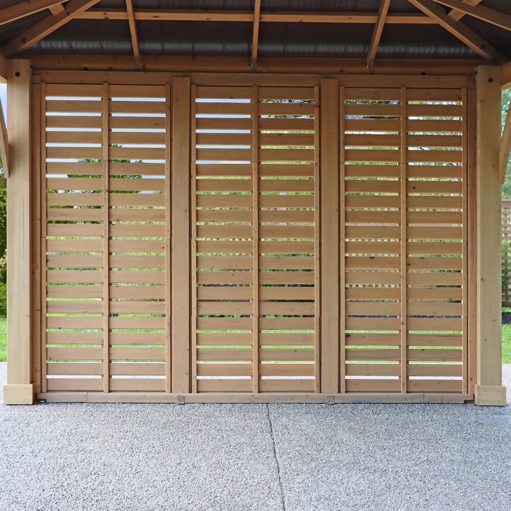 Yardistry Meridian Gazebo Privacy Wall 12ft (3.7m) with Natural Stain One Side 12ft Privacy Wall - Image 3