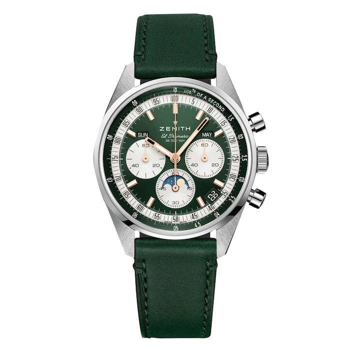 Zenith Automatic 38mm Men’s Watch with Green Material Dial, Stainless Steel Case, 50m Water Resistant / 03.3400.3610/40.C912