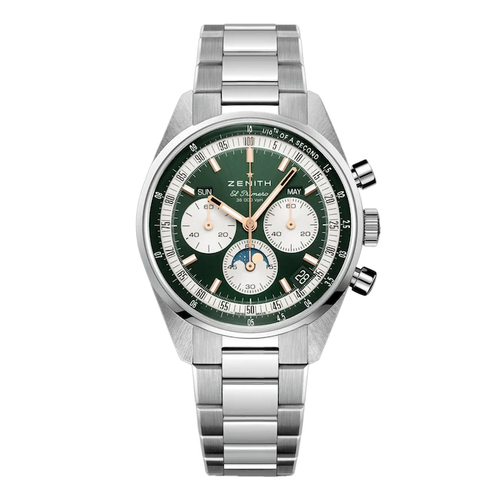 Zenith Automatic 38mm Men’s Watch with Green Material Dial, Stainless Steel Case & Bracelet, 50m Water Resistant / 03.3400.3610/40.M3200