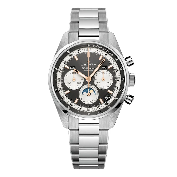 Zenith Automatic 38mm Men’s Watch with Grey Material Dial, Stainless Steel Case & Bracelet, 50m Water Resistant / 03.3400.3610/39.M3200