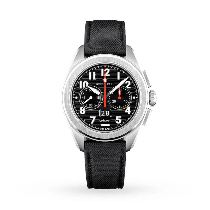 Zenith Automatic Men’s Watch with Black Material Dial, Stainless Steel Case, 100m Water Resistant / 03.4000.3652/21.I001