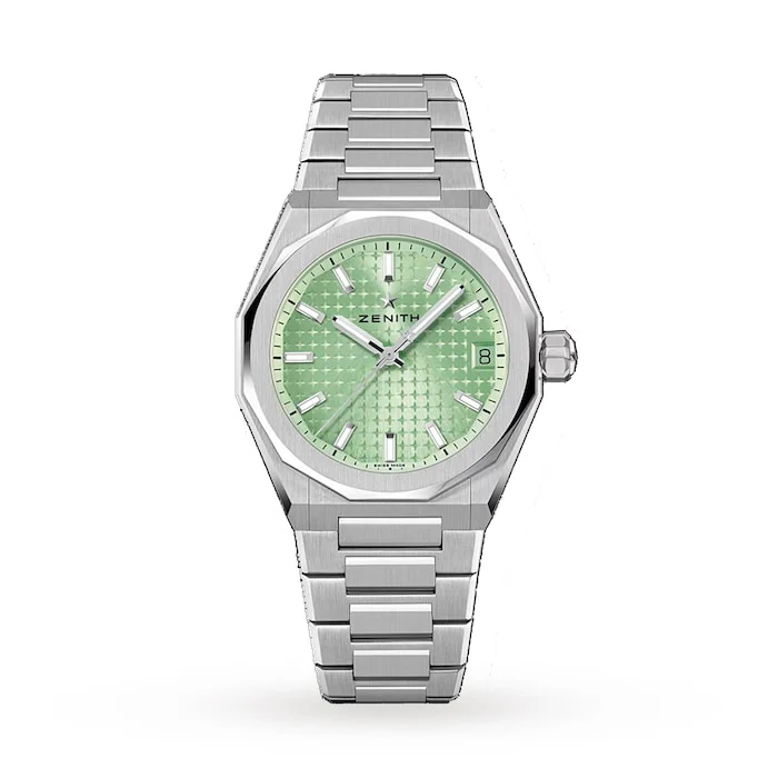 Zenith Elegance Automatic 36mm Men’s Watch with Green Material Dial, Stainless Steel Case & Bracelet, 100m Water Resistant / 03.9400.670/61.I001