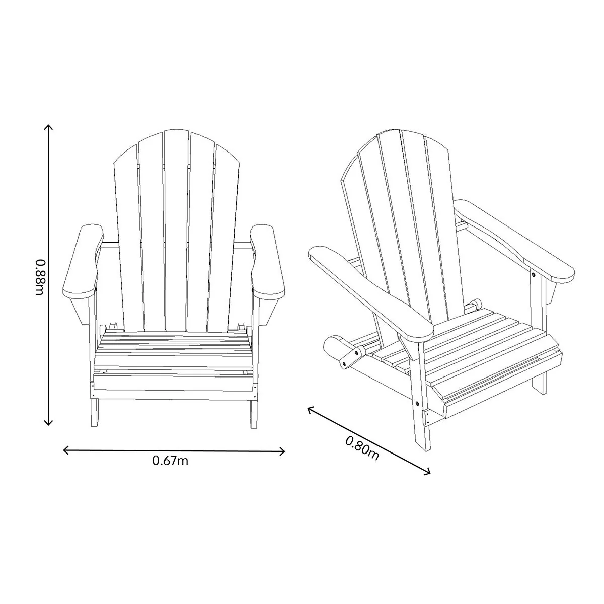 Zest Jasmine Folding Acacia Wood Adirondack Chair in Light Grey - Set of 2 - Image 2